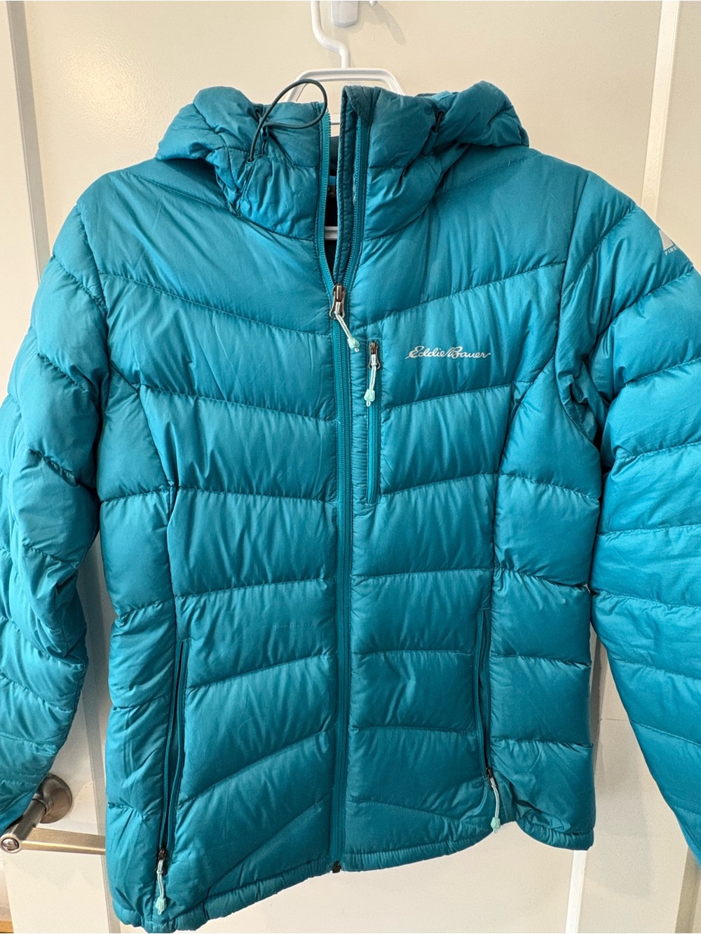 Eddie Bauer Teal Goose Down Jacket with Hood